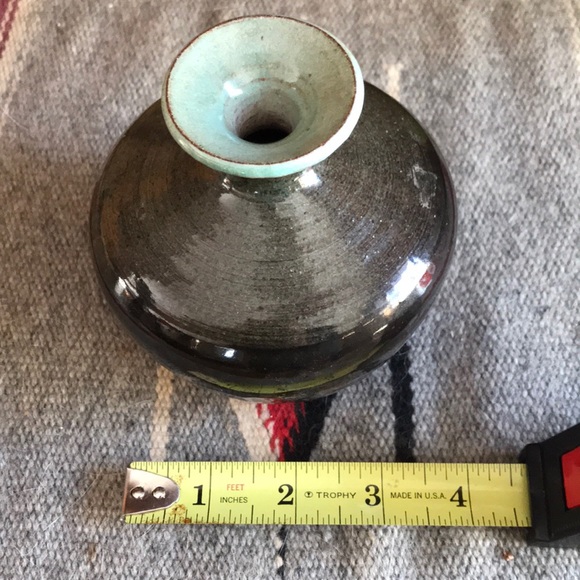 Vintage Glazed Redware Vase - Picture 7 of 9